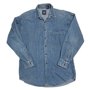 Vintage 90s GAP Denim Button Down Medium Hong Kong Mens Unisex Fit